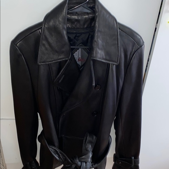 Tiboa leather Jackets & Blazers - Tiboa Black Trench Coat with Sleek Design